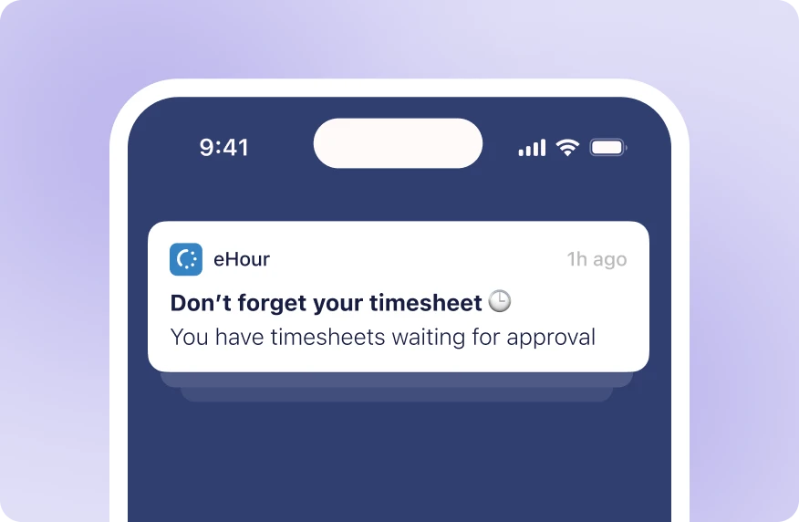 Mobile notification reminding to submit timesheets